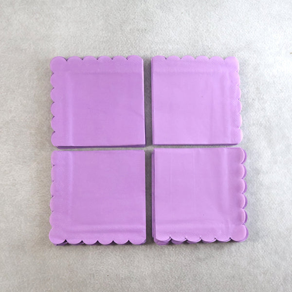 Lilac Scalloped Disposable Paper Napkin (23 x 23 cm / 120 Pc)