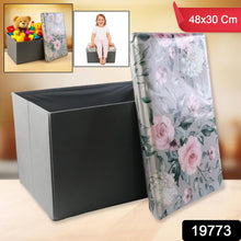 Premium Foldable Storage Box with Floral Lid (1 Pc)
