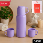 Elegant Purple Thermos Flask Set